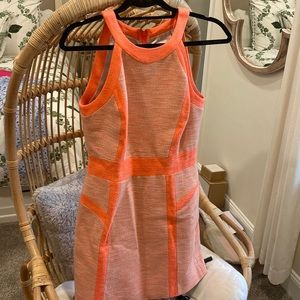 Milky coral tweed dress, excellent condition size 6